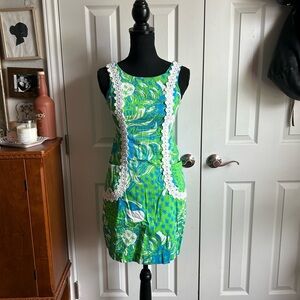 Lilly Pulitzer bright green lion boho coastal prep mini dress